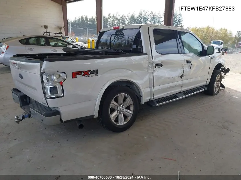 2019 Ford F-150 Lariat VIN: 1FTEW1E47KFB27883 Lot: 40700580