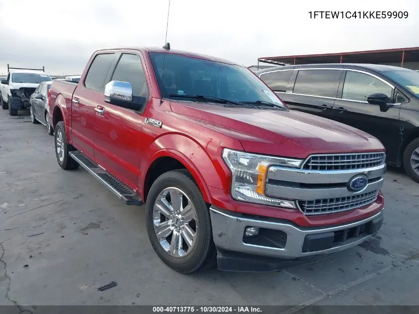 2019 Ford F-150 Lariat VIN: 1FTEW1C41KKE59909 Lot: 40713775