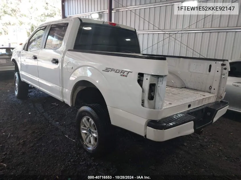 2019 Ford F-150 King Ranch/Lariat/Platinum/Xl/Xlt VIN: 1FTEW1E52KKE92147 Lot: 40716553