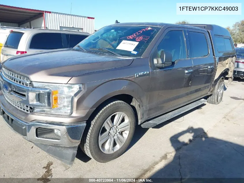 2019 Ford F-150 Xlt VIN: 1FTEW1CP7KKC49003 Lot: 40723984