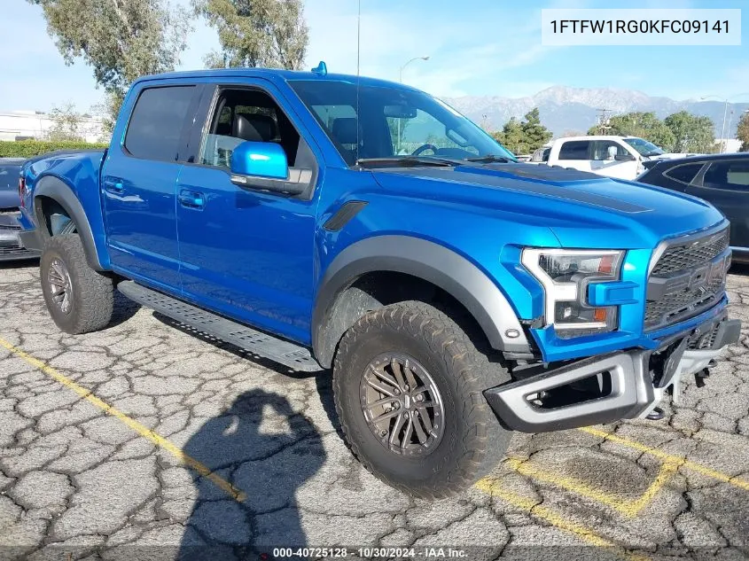 2019 Ford F-150 Raptor VIN: 1FTFW1RG0KFC09141 Lot: 40725128