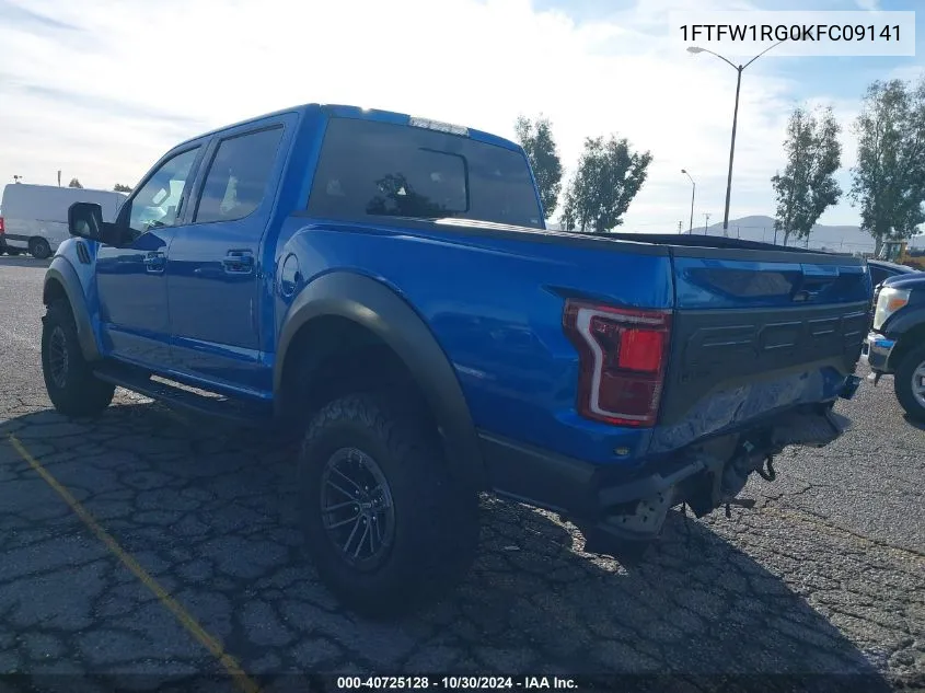 2019 Ford F-150 Raptor VIN: 1FTFW1RG0KFC09141 Lot: 40725128