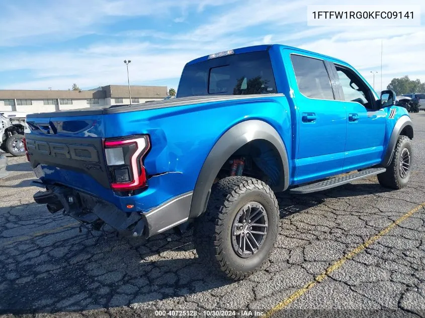 2019 Ford F-150 Raptor VIN: 1FTFW1RG0KFC09141 Lot: 40725128