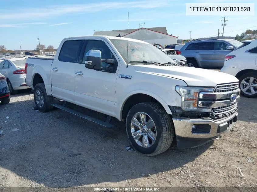 2019 Ford F-150 Lariat VIN: 1FTEW1E41KFB21528 Lot: 40732401