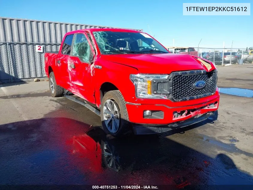 2019 Ford F-150 Xl VIN: 1FTEW1EP2KKC51612 Lot: 40751253