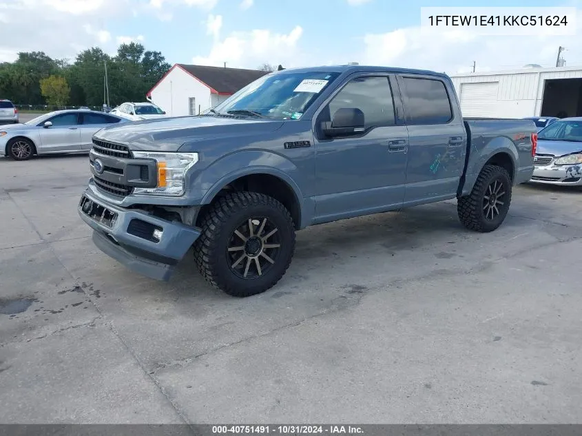 2019 Ford F-150 Xlt VIN: 1FTEW1E41KKC51624 Lot: 40751491