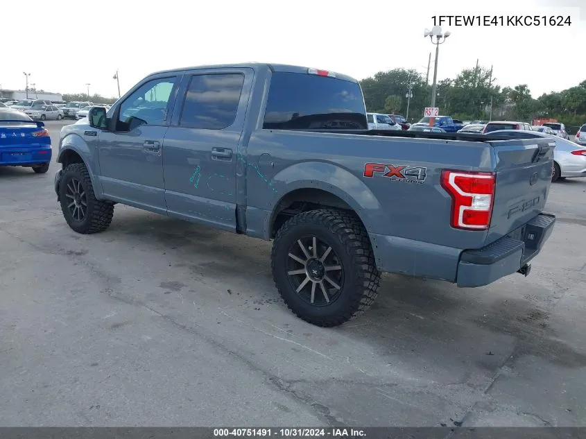 2019 Ford F-150 Xlt VIN: 1FTEW1E41KKC51624 Lot: 40751491