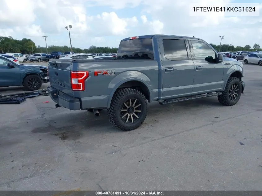 2019 Ford F-150 Xlt VIN: 1FTEW1E41KKC51624 Lot: 40751491