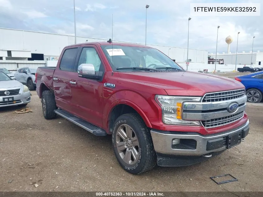 2019 Ford F-150 Lariat VIN: 1FTEW1E59KKE32592 Lot: 40752363