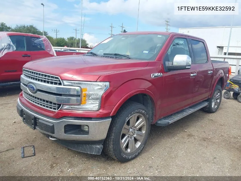 2019 Ford F-150 Lariat VIN: 1FTEW1E59KKE32592 Lot: 40752363