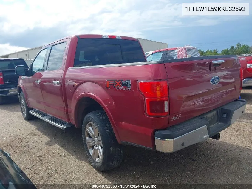 2019 Ford F-150 Lariat VIN: 1FTEW1E59KKE32592 Lot: 40752363