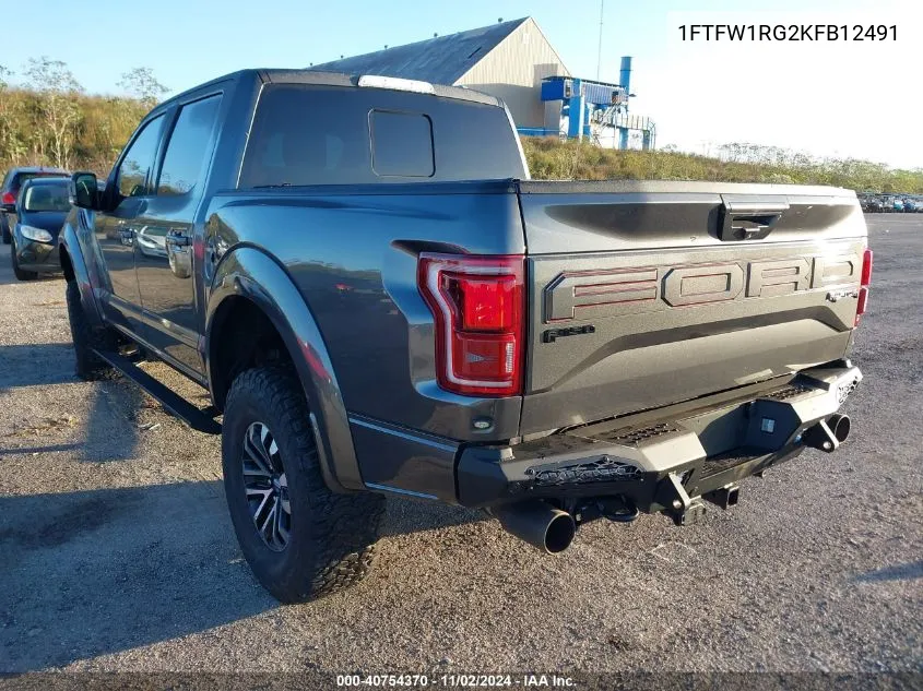 2019 Ford F-150 Raptor VIN: 1FTFW1RG2KFB12491 Lot: 40754370