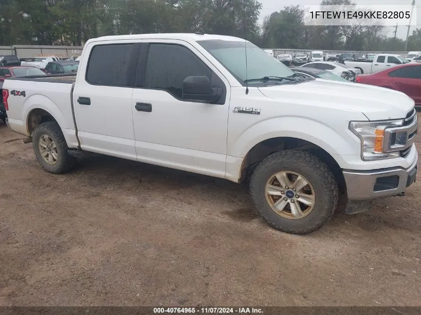 2019 Ford F-150 Xlt VIN: 1FTEW1E49KKE82805 Lot: 40764965