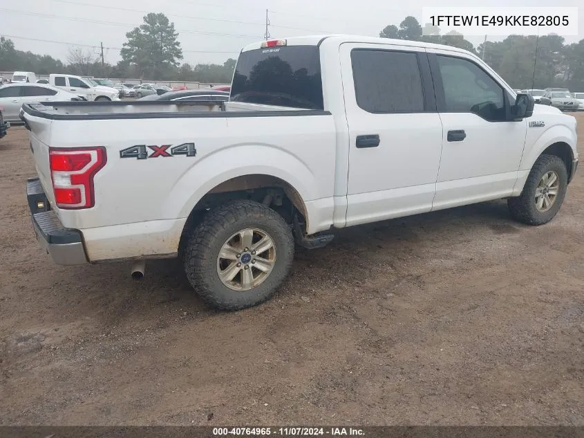 2019 Ford F-150 Xlt VIN: 1FTEW1E49KKE82805 Lot: 40764965