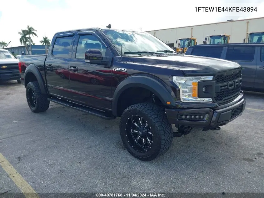 2019 Ford F-150 Lariat VIN: 1FTEW1E44KFB43894 Lot: 40781768