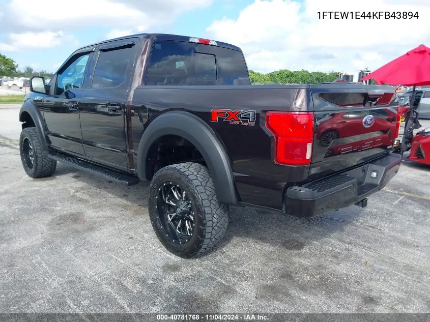 2019 Ford F-150 Lariat VIN: 1FTEW1E44KFB43894 Lot: 40781768