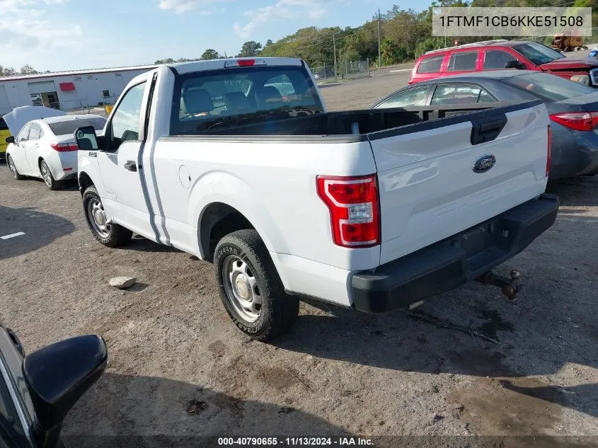 2019 Ford F-150 Xl VIN: 1FTMF1CB6KKE51508 Lot: 40790655