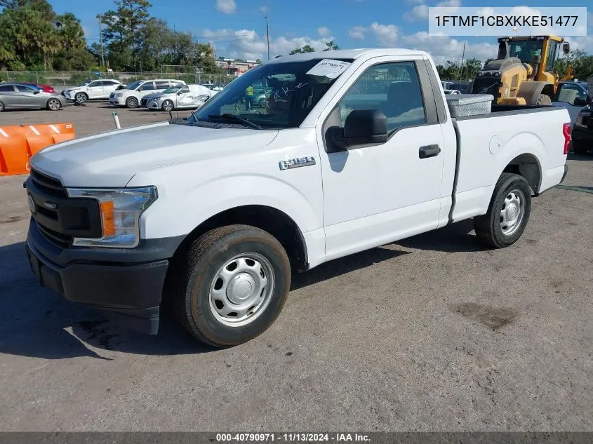 2019 Ford F-150 Xl VIN: 1FTMF1CBXKKE51477 Lot: 40790971