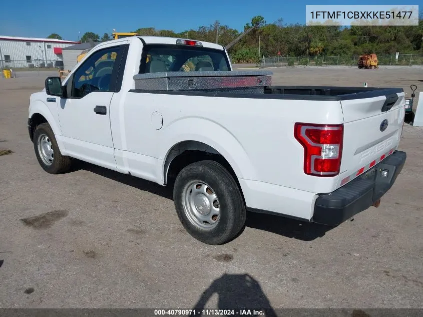 2019 Ford F-150 Xl VIN: 1FTMF1CBXKKE51477 Lot: 40790971