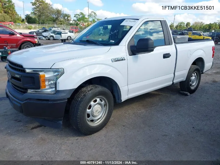 2019 Ford F-150 Xl VIN: 1FTMF1CB3KKE51501 Lot: 40791240