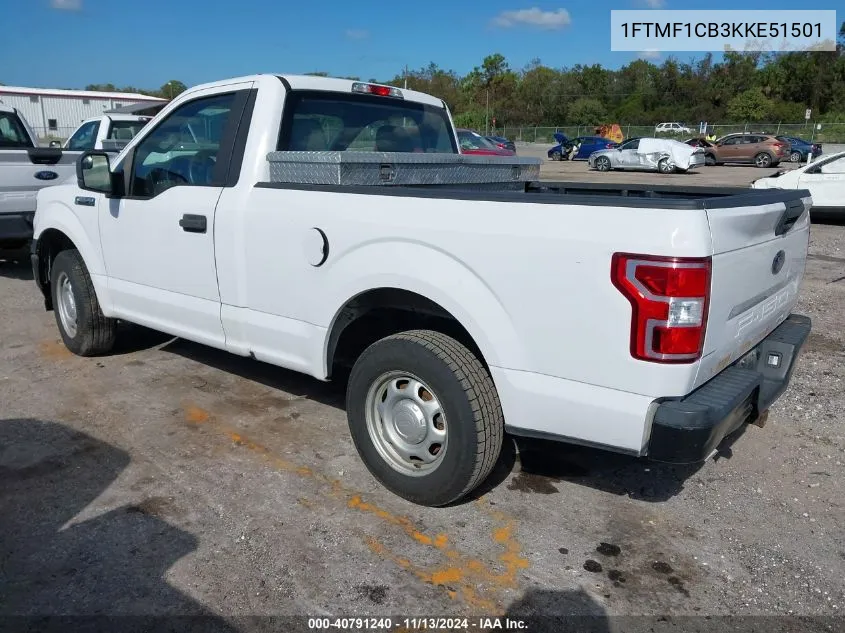 2019 Ford F-150 Xl VIN: 1FTMF1CB3KKE51501 Lot: 40791240