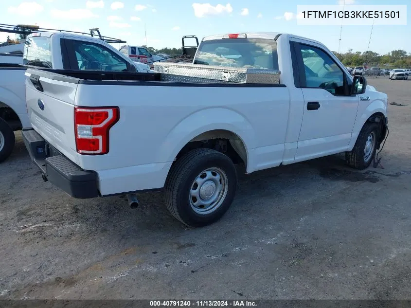 2019 Ford F-150 Xl VIN: 1FTMF1CB3KKE51501 Lot: 40791240