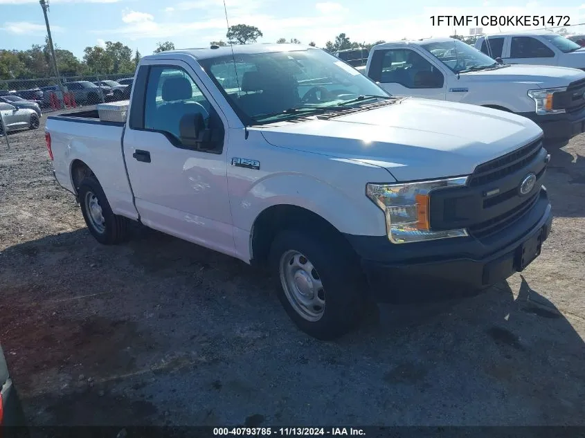 2019 Ford F-150 Xl VIN: 1FTMF1CB0KKE51472 Lot: 40793785