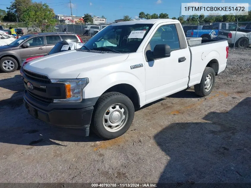 2019 Ford F-150 Xl VIN: 1FTMF1CB0KKE51472 Lot: 40793785