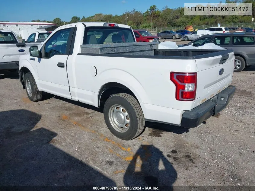 2019 Ford F-150 Xl VIN: 1FTMF1CB0KKE51472 Lot: 40793785