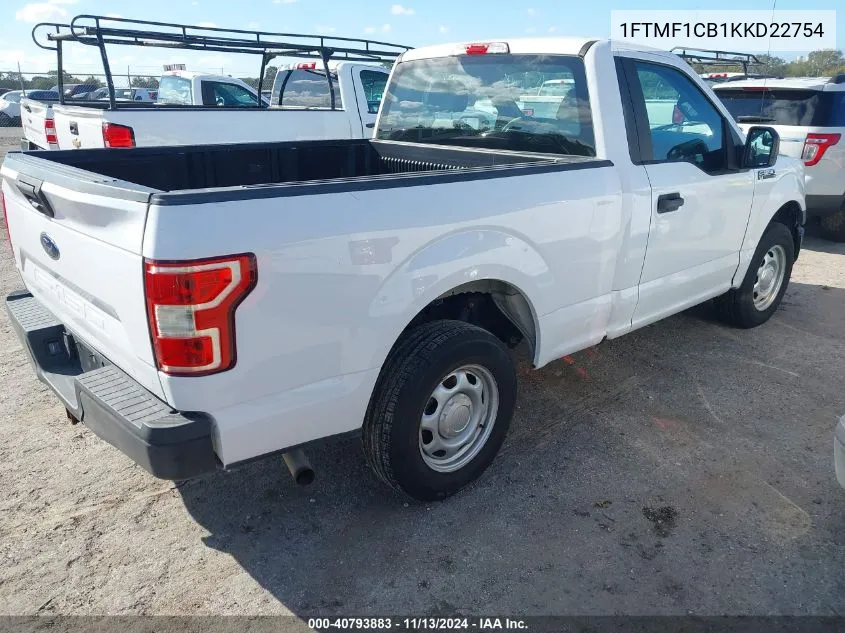 2019 Ford F-150 Xl VIN: 1FTMF1CB1KKD22754 Lot: 40793883