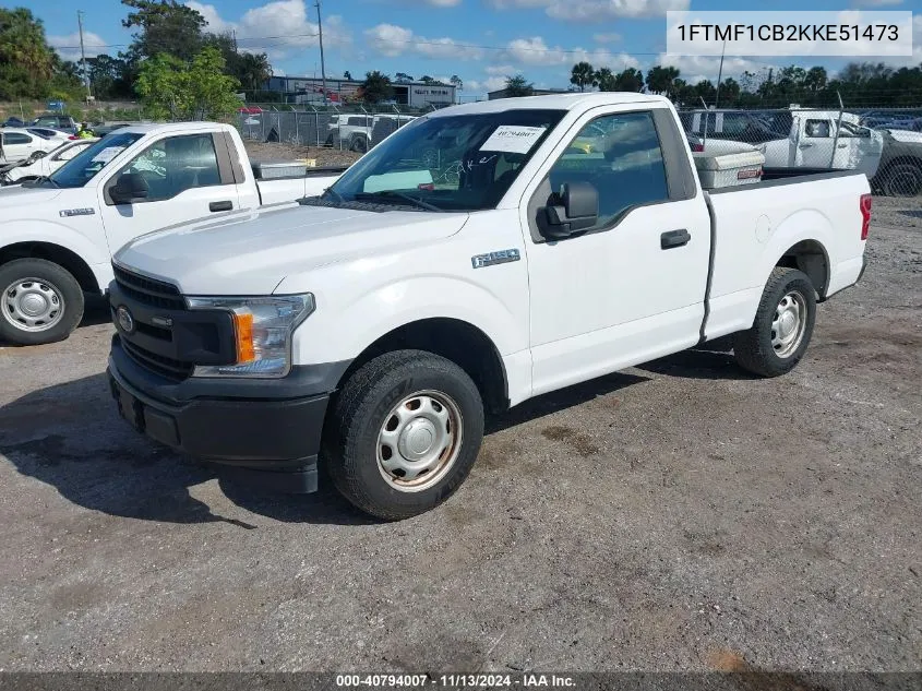 2019 Ford F-150 Xl VIN: 1FTMF1CB2KKE51473 Lot: 40794007