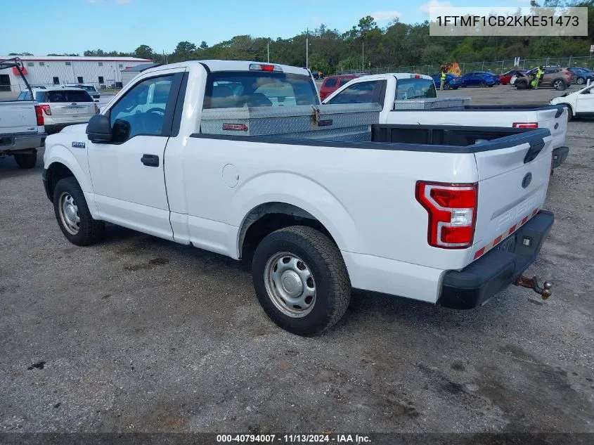 2019 Ford F-150 Xl VIN: 1FTMF1CB2KKE51473 Lot: 40794007