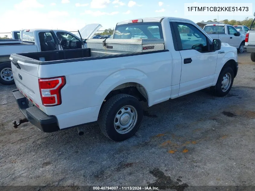 2019 Ford F-150 Xl VIN: 1FTMF1CB2KKE51473 Lot: 40794007