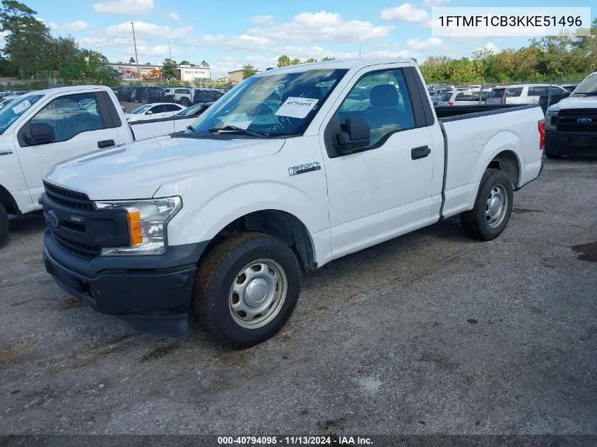 2019 Ford F-150 Xl VIN: 1FTMF1CB3KKE51496 Lot: 40794095