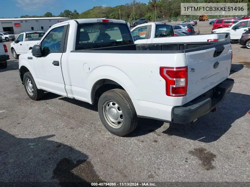 2019 Ford F-150 Xl VIN: 1FTMF1CB3KKE51496 Lot: 40794095