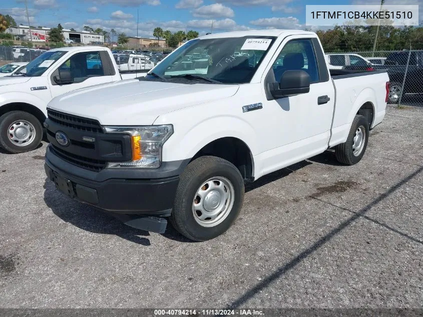 2019 Ford F-150 Xl VIN: 1FTMF1CB4KKE51510 Lot: 40794214