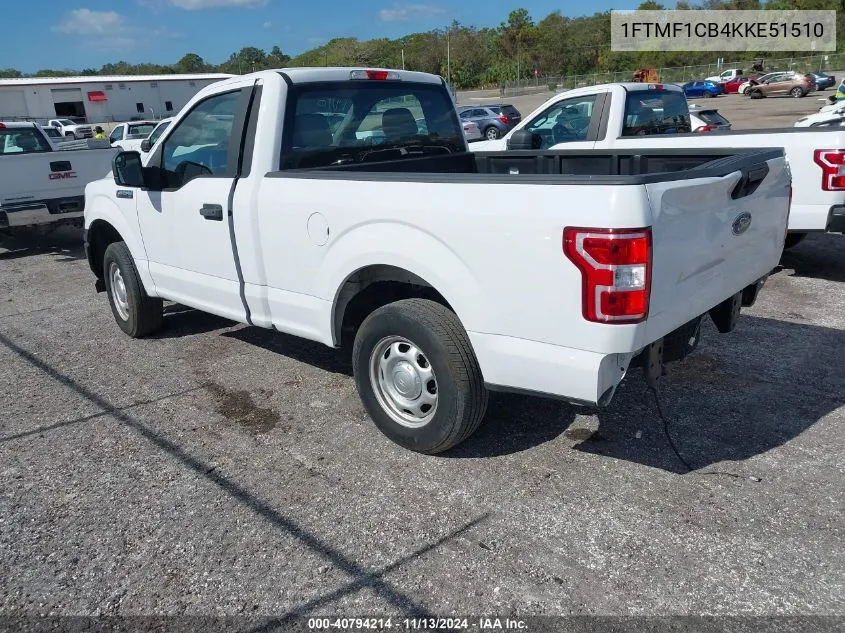 2019 Ford F-150 Xl VIN: 1FTMF1CB4KKE51510 Lot: 40794214