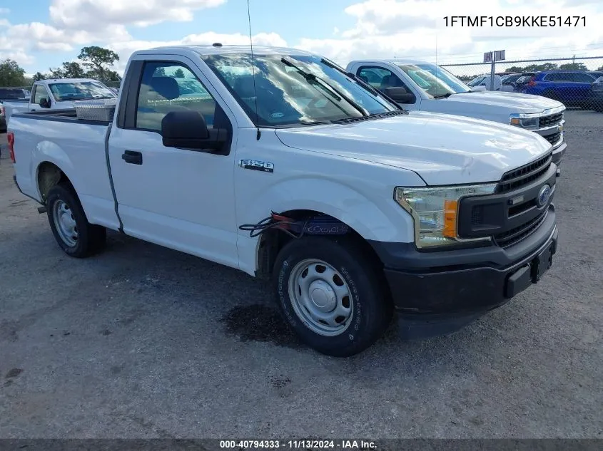 2019 Ford F-150 Xl VIN: 1FTMF1CB9KKE51471 Lot: 40794333