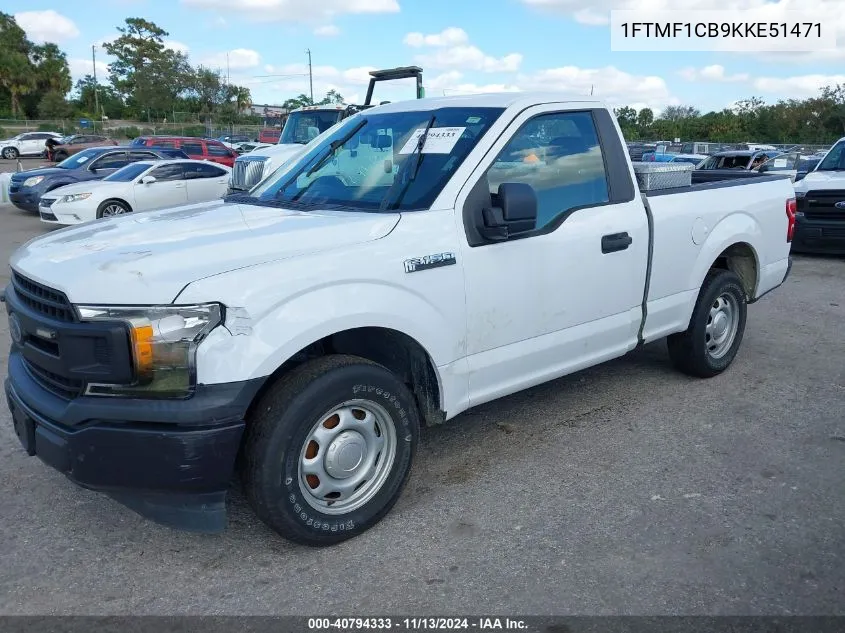 2019 Ford F-150 Xl VIN: 1FTMF1CB9KKE51471 Lot: 40794333