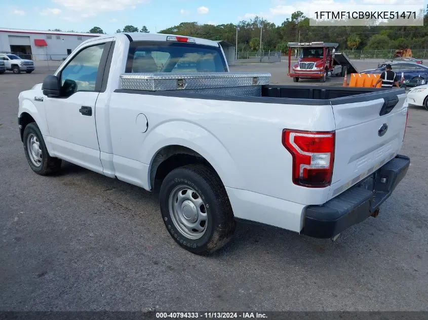 2019 Ford F-150 Xl VIN: 1FTMF1CB9KKE51471 Lot: 40794333