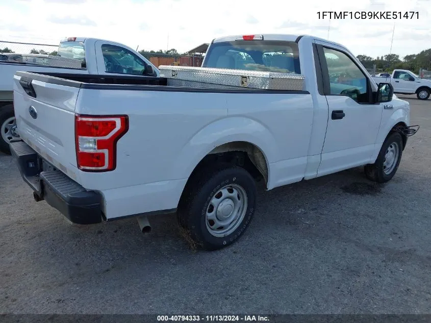 2019 Ford F-150 Xl VIN: 1FTMF1CB9KKE51471 Lot: 40794333