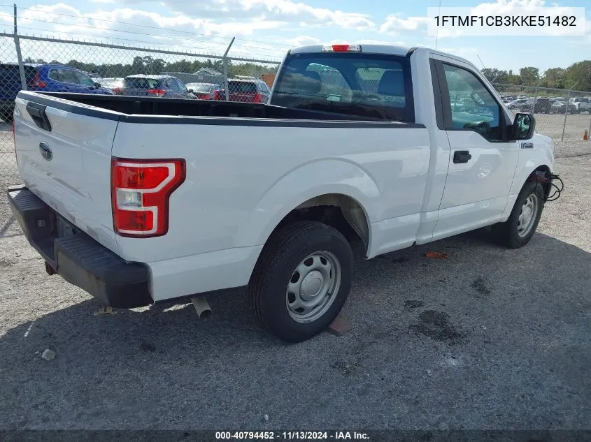 2019 Ford F-150 Xl VIN: 1FTMF1CB3KKE51482 Lot: 40794452