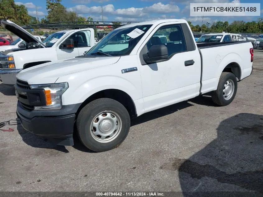 2019 Ford F-150 Xl VIN: 1FTMF1CB4KKE51488 Lot: 40794642