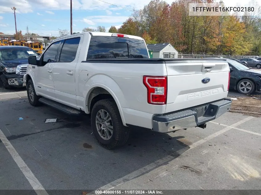 2019 Ford F-150 Lariat VIN: 1FTFW1E16KFC02180 Lot: 40800155