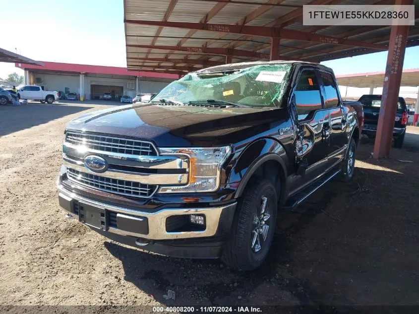 2019 Ford F-150 Lariat VIN: 1FTEW1E55KKD28360 Lot: 40808200