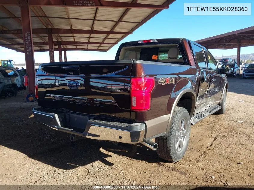 2019 Ford F-150 Lariat VIN: 1FTEW1E55KKD28360 Lot: 40808200