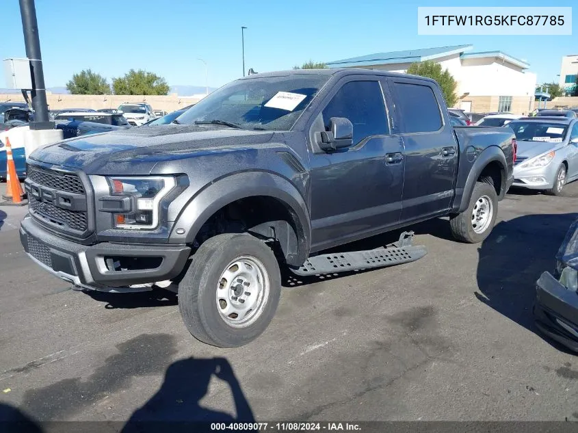 2019 Ford F-150 Raptor VIN: 1FTFW1RG5KFC87785 Lot: 40809077