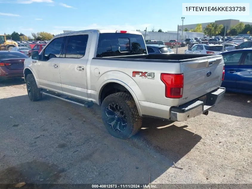 2019 Ford F150 Lariat VIN: 1FTEW1E46KKE33738 Lot: 40812573