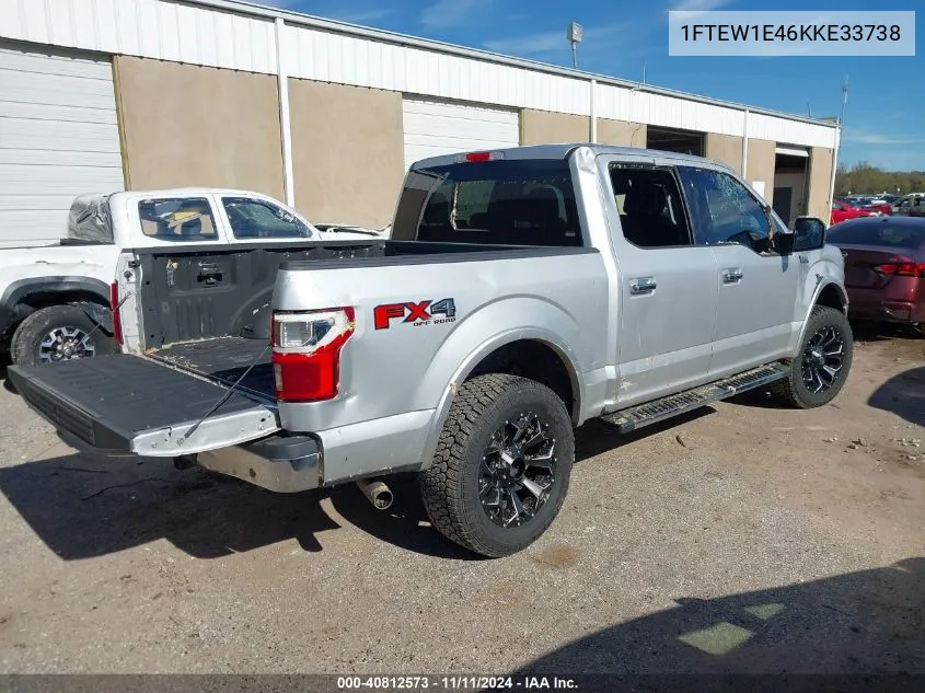 2019 Ford F150 Lariat VIN: 1FTEW1E46KKE33738 Lot: 40812573