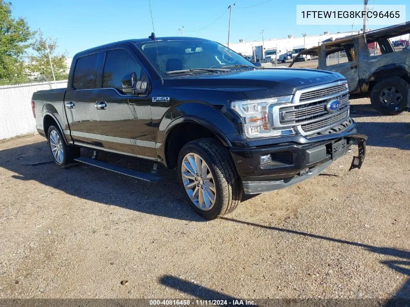 2019 Ford F150 Supercrew VIN: 1FTEW1EG8KFC96465 Lot: 40816458